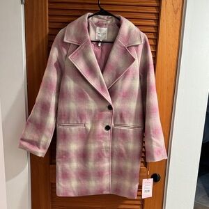 AVEC LES FILLES Pink Plaid Coat